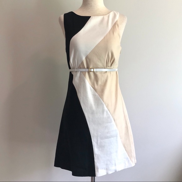 2 pc Color-blocked Bebe Dress, Jacket, Belt - XS/2 - Picture 2 of 9